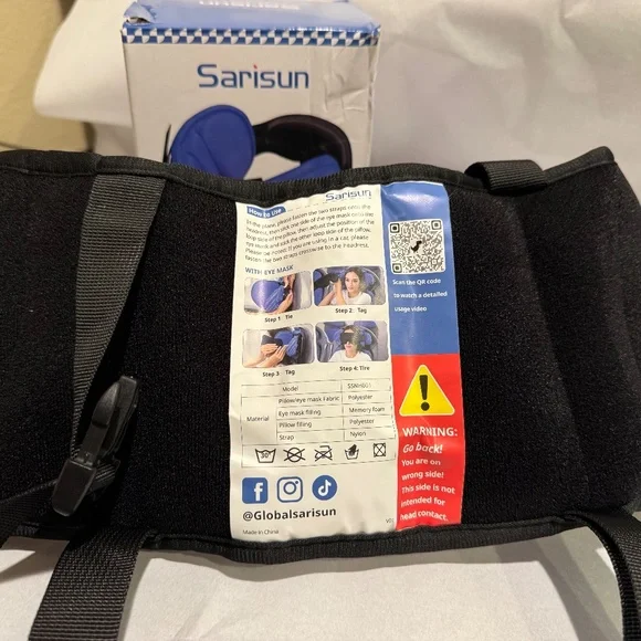 Headrest Travel Pillow + Sleep Mask EUC - Picture 4 of 7